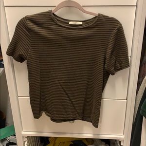 Zara army green striped shirt